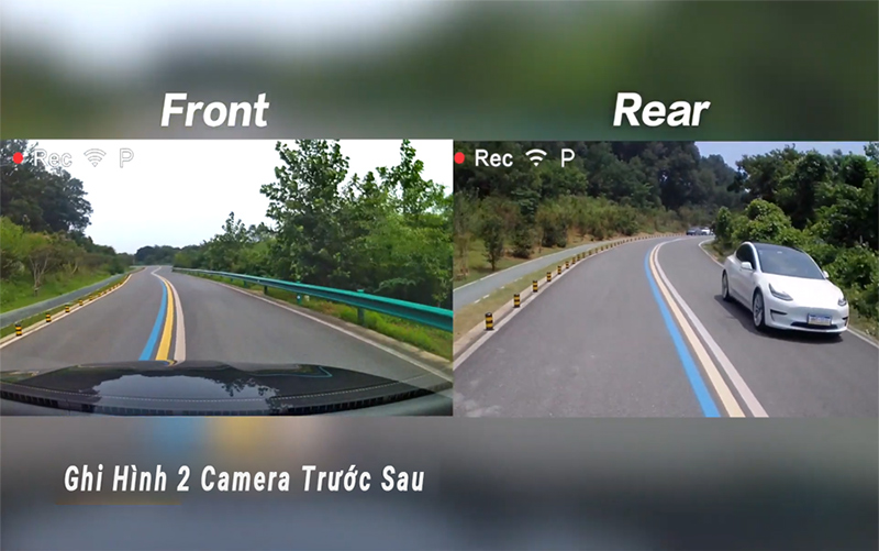 camera hành trình xiaomi 2 mắt ghi hình, camera hành trình ô tô ghi hình 2 mắt trước sau